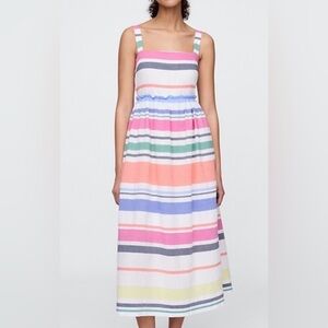 Gap Multicolored Stripe Cotton Maxi Dress NWOT S beach Minimalist Seersucker